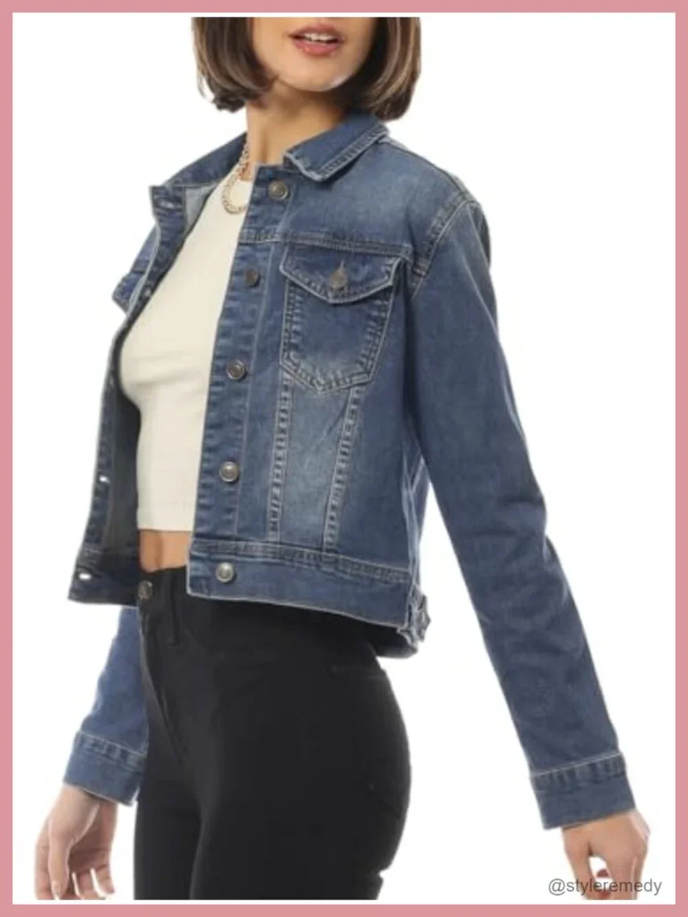 Stretch Denim Jacket Slim Fit Jean Coat Long Sleeve Button
